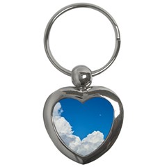 Sky Clouds Blue White Weather Air Key Chains (heart)  by BangZart