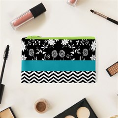 Flowers Turquoise Pattern Floral Cosmetic Bag (xs) by BangZart