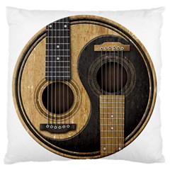 Old And Worn Acoustic Guitars Yin Yang Large Flano Cushion Case (one Side) by JeffBartels