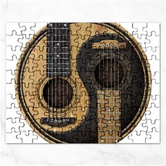 Old And Worn Acoustic Guitars Yin Yang Rectangular Jigsaw Puzzl by JeffBartels