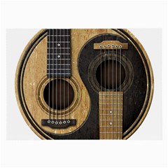 Old And Worn Acoustic Guitars Yin Yang Large Glasses Cloth by JeffBartels