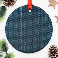 Blue Sparkly Sequin Texture Round Ornament (two Sides) by paulaoliveiradesign