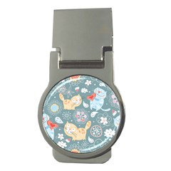 Cute Cat Background Pattern Money Clips (round)  by BangZart