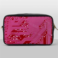 Pink Circuit Pattern Toiletries Bags by BangZart