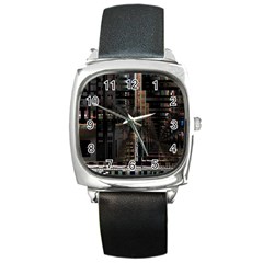 Blacktechnology Circuit Board Electronic Computer Square Metal Watch by BangZart