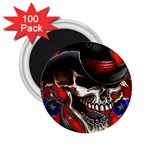 Confederate Flag Usa America United States Csa Civil War Rebel Dixie Military Poster Skull 2.25  Magnets (100 pack)  Front