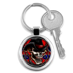 Confederate Flag Usa America United States Csa Civil War Rebel Dixie Military Poster Skull Key Chains (round)  by BangZart