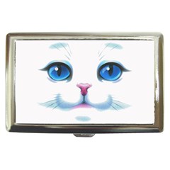 Cute White Cat Blue Eyes Face Cigarette Money Cases by BangZart