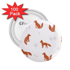 Fox Animal Wild Pattern 2 25  Buttons (100 Pack)  by BangZart