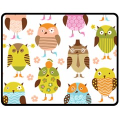 Cute Owls Pattern Fleece Blanket (medium)  by BangZart