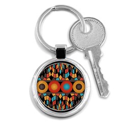 Colorful Geometric Composition Key Chains (round)  by linceazul