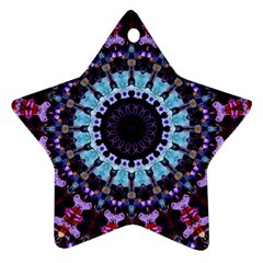 Kaleidoscope Mandala Purple Pattern Art Star Ornament (two Sides) by paulaoliveiradesign