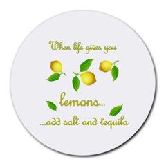 When Life Gives You Lemons Round Mousepads by Valentinaart