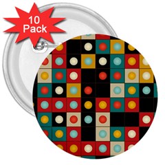 Colors On Black 3  Buttons (10 Pack)  by linceazul