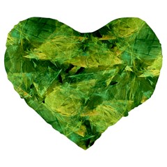 Green Springtime Leafs Large 19  Premium Flano Heart Shape Cushions by designworld65