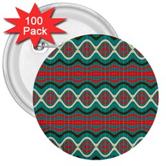 Ethnic Geometric Pattern 3  Buttons (100 Pack)  by linceazul