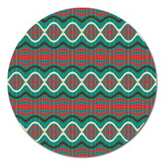 Ethnic Geometric Pattern Magnet 5  (round) by linceazul