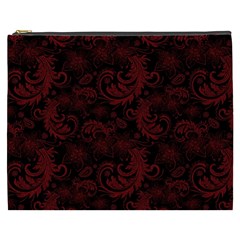 Dark Red Flourish Cosmetic Bag (xxxl)  by gatterwe