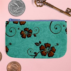 Chocolate Background Floral Pattern Large Coin Purse by Nexatart