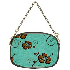 Chocolate Background Floral Pattern Chain Purses (two Sides)  by Nexatart