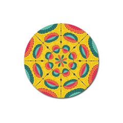 Textured Tropical Mandala Magnet 3  (round) by linceazul