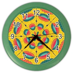 Textured Tropical Mandala Color Wall Clocks by linceazul