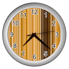 Brown Verticals Lines Stripes Colorful Wall Clocks (silver)  by Mariart