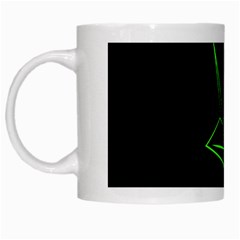 Origami Light Bird Neon Green Black White Mugs by Mariart