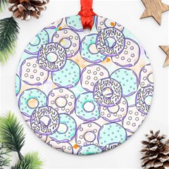 Donuts Pattern Ornament (round) by ValentinaDesign