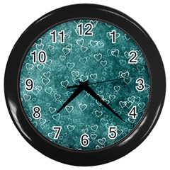 Heart Pattern Wall Clocks (black) by ValentinaDesign