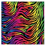 Rainbow Zebra Large Satin Scarf (Square) Front