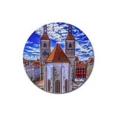 Steeple Church Building Sky Great Magnet 3  (round) by Nexatart