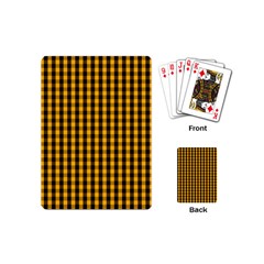 Pale Pumpkin Orange And Black Halloween Gingham Check Playing Cards (mini)  by PodArtist