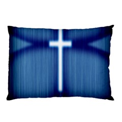 Blue Cross Christian Pillow Case by Mariart