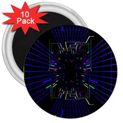 Seamless 3d Animation Digital Futuristic Tunnel Path Color Changing Geometric Electrical Line Zoomin 3  Magnets (10 Pack)  by Mariart