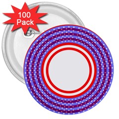 Stars Stripes Circle Red Blue Space Round 3  Buttons (100 Pack)  by Mariart