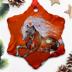 Steampunk, Wonderful Wild Steampunk Horse Ornament (snowflake) by FantasyWorld7