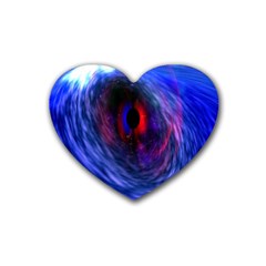 Blue Red Eye Space Hole Galaxy Rubber Coaster (heart)  by Mariart