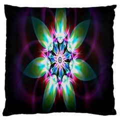 Colorful Fractal Flower Star Green Purple Large Cushion Case (two Sides) by Mariart