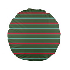 Horizontal Line Red Green Standard 15  Premium Flano Round Cushions by Mariart