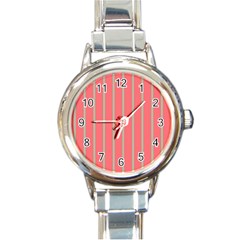 Line Red Grey Vertical Round Italian Charm Watch by Mariart