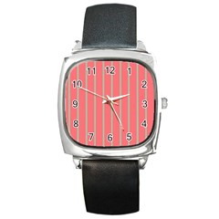 Line Red Grey Vertical Square Metal Watch by Mariart