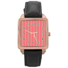 Line Red Grey Vertical Rose Gold Leather Watch  by Mariart