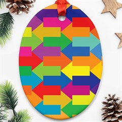 Arrow Rainbow Orange Blue Yellow Red Purple Green Oval Ornament (two Sides) by Mariart