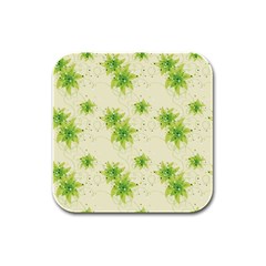 Leaf Green Star Beauty Rubber Square Coaster (4 Pack)  by Mariart