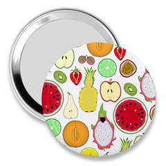 Mango Fruit Pieces Watermelon Dragon Passion Fruit Apple Strawberry Pineapple Melon 3  Handbag Mirrors by Mariart