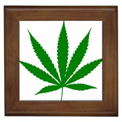 Marijuana Weed Drugs Neon Cannabis Green Leaf Sign Framed Tiles by Mariart