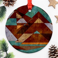 Turquoise And Bronze Triangle Design With Copper Round Ornament (two Sides) by digitaldivadesigns