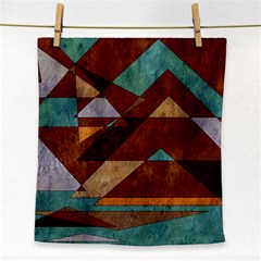 Turquoise And Bronze Triangle Design With Copper Face Towel by digitaldivadesigns