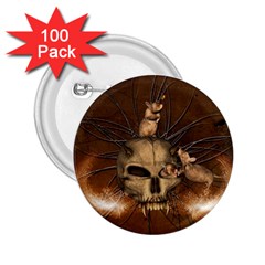 Awesome Skull With Rat On Vintage Background 2 25  Buttons (100 Pack)  by FantasyWorld7